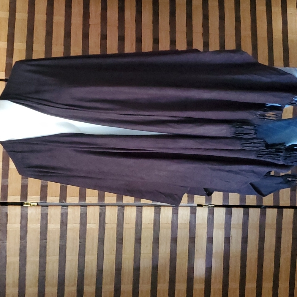 INC Faux Suede fringe open poncho